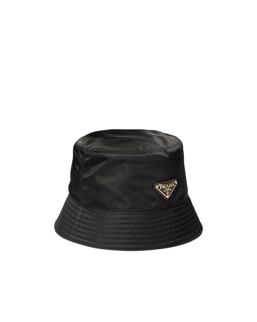 Prada Black Signature Logo Plaque Bucket Hat