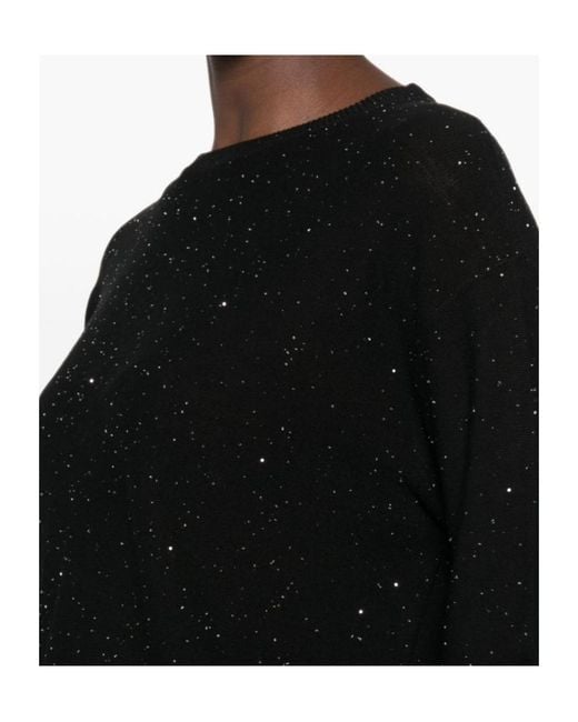 Fabiana Filippi Black Speckled Crew-Neck Knitted Sweater