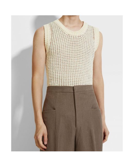 Zegna White Open-Knit Vest for men