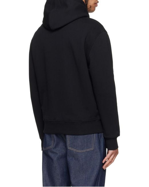 AMI Black Ami De Coeur Drawstring Hoodie for men