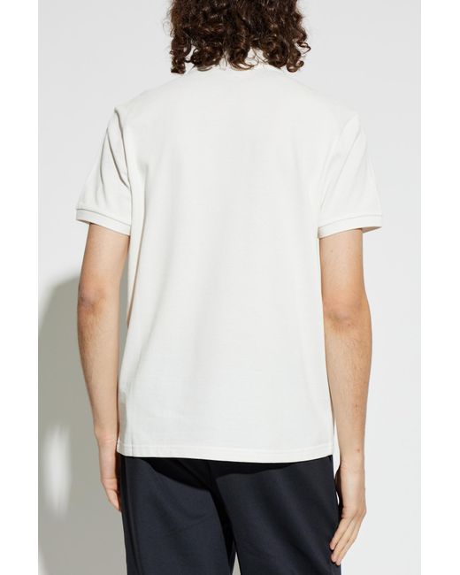 Moncler White Logo Patch Short Sleeved Polo Shirt for men