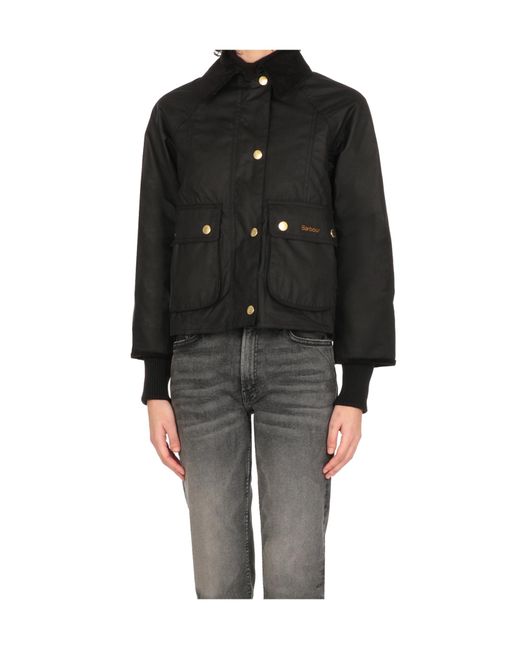 Barbour Black Cropped Beadnell Waxed Jacket