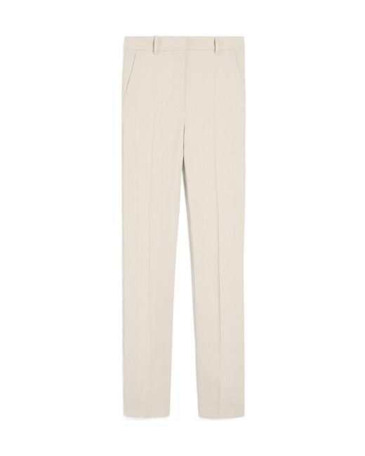 Sportmax White Fetta Pleated Straight Leg Pants