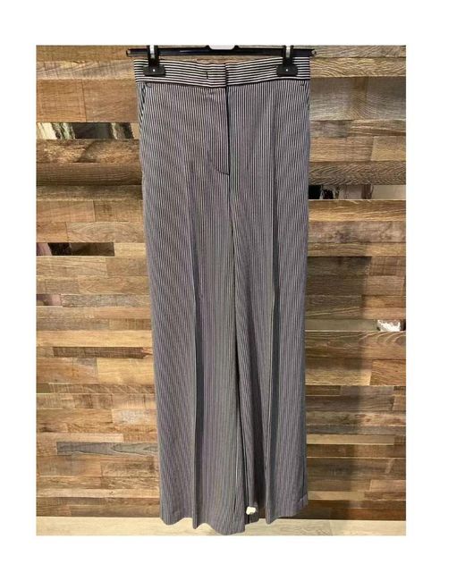 Max Mara Gray Stripe-Pattern Trousers