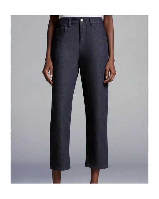 Moncler Blue High Waist Straight Cut Trousers