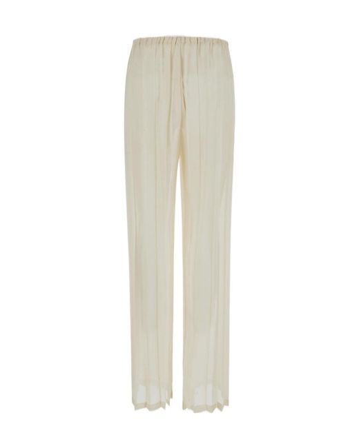 Dries Van Noten White Sheer Pleated Trousers