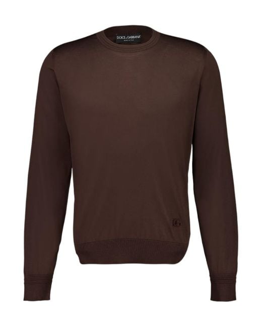 Dolce & Gabbana Brown Long Sleeved Crewneck Jumper for men