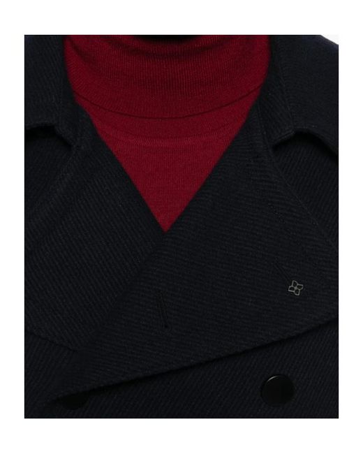Tagliatore Blue Double-Breasted Coat for men