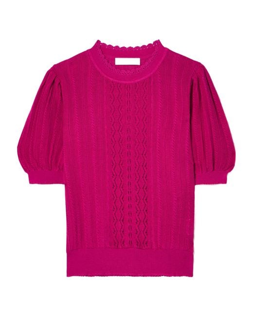 Ulla Johnson Pink Openwork Knit Top