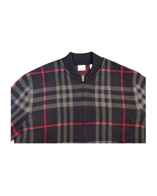 Burberry Gray Check Cardigan for men