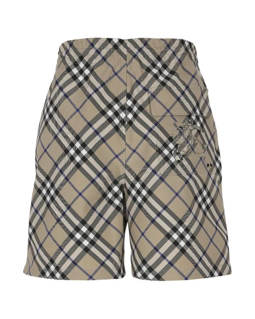 Burberry Gray Check Pattern Shorts for men