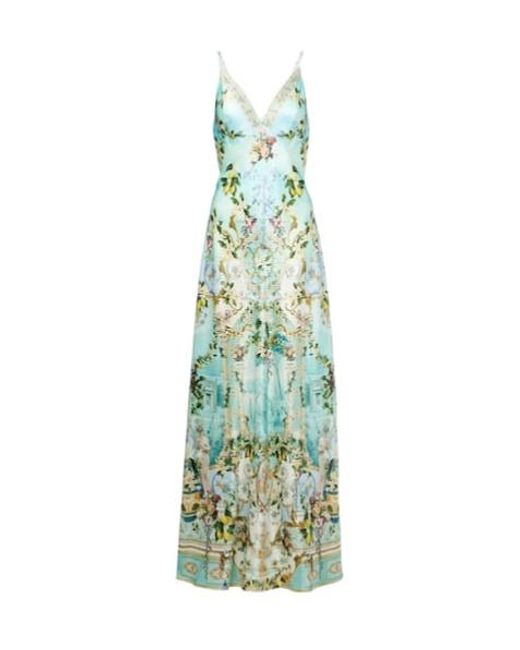 Camilla Green Silk Slip Dress