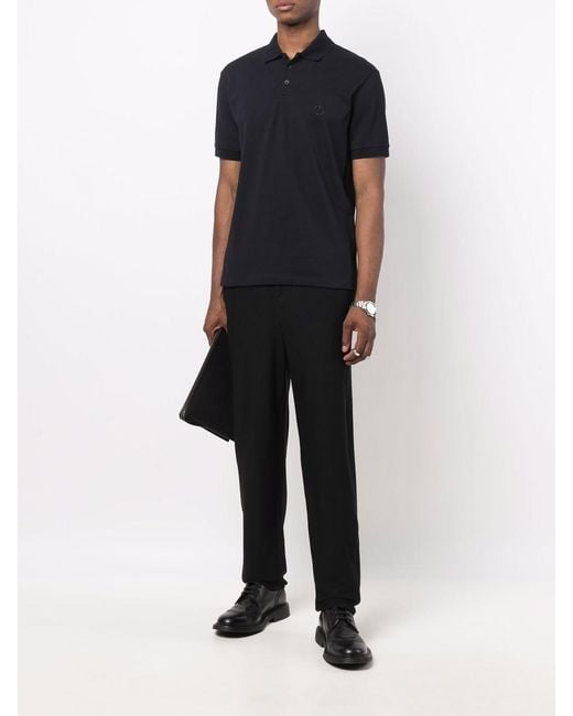 Giorgio Armani Black Logo Piqué Polo Shirt for men