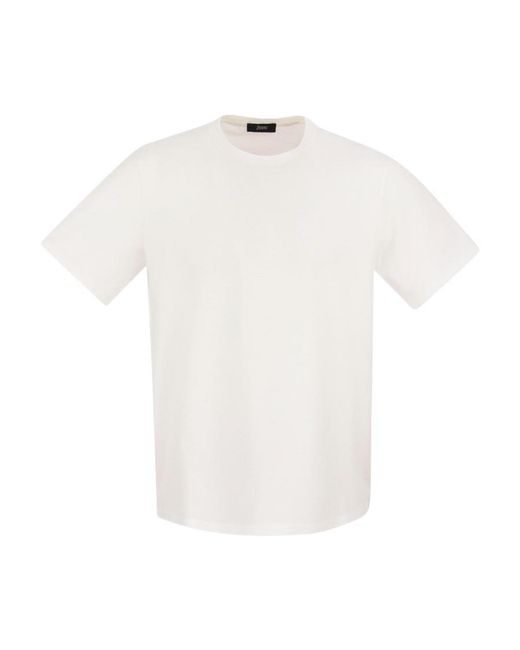 Herno White Stretch Cotton Jersey T-Shirt for men