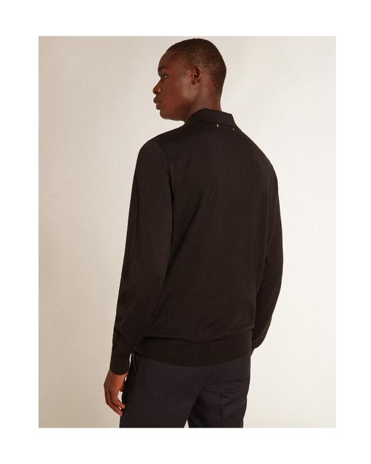 Golden Goose Deluxe Brand Black Logo Patch Polo Shirt for men