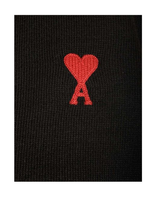 AMI Black Ami De Coeur Logo Embroidered Buttoned Cardigan