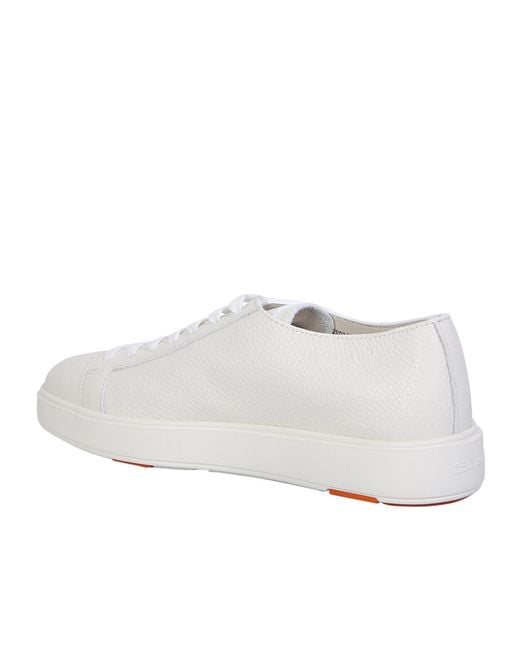 Santoni White Round-Toe Lace-Up Sneakers for men