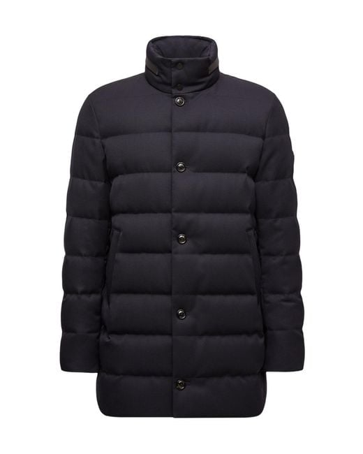 Moncler Blue Vallonpierre Hooded Long Padded Jacket for men