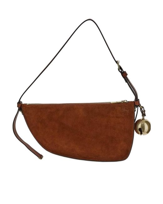 Burberry Brown Bell-Detailed Zipped Shoulder Bag
