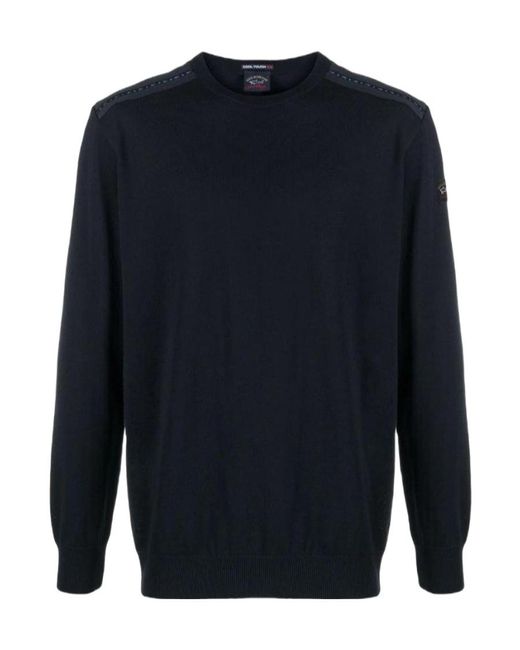 Paul & Shark Blue Striped Shoulder Pullover for men