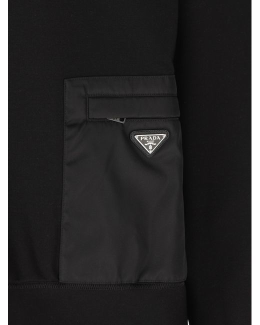 Prada Black Crew Neck Long-Sleeved Sweatshirt for men