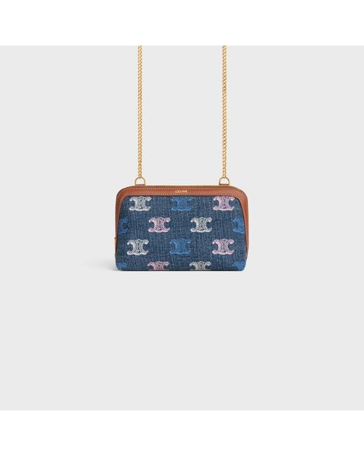 Céline Blue Clutch On Chain Cuir Triomphe
