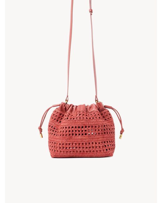 Chloé Red Chloé Mini Raffia Shoulder Bag