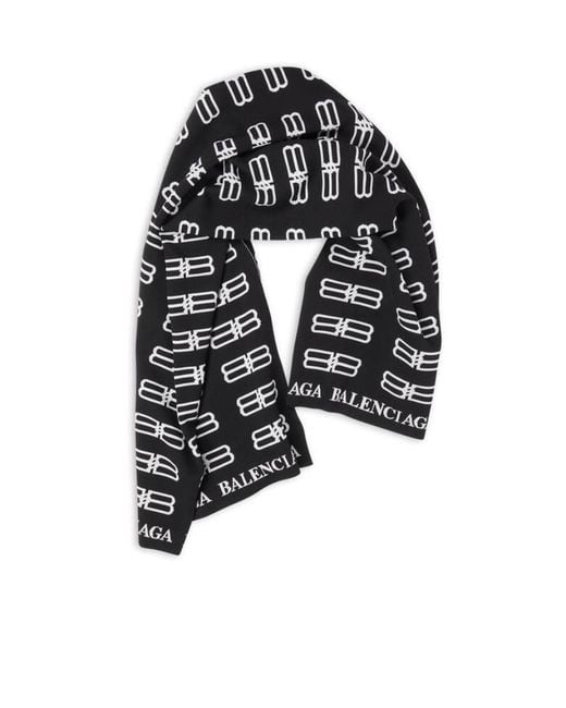 Balenciaga Black Sciarpa Plaid Bb Icon Da Uomo for men