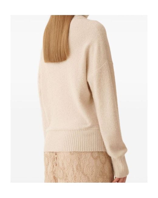 Fabiana Filippi Natural Sequins Embellished Turtleneck Jumper