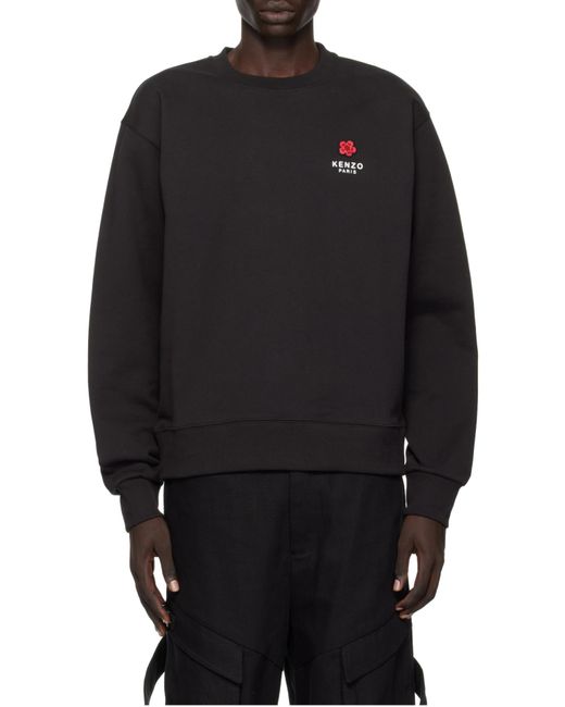 KENZO Black Logo Embroidered Crewneck Sweatshirt for men