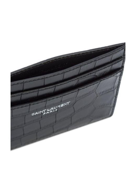 Saint Laurent Black Paris Credit Card Case for men