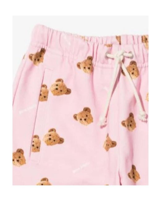 Palm Angels Pink All-Over Teddy Bear Print Trousers