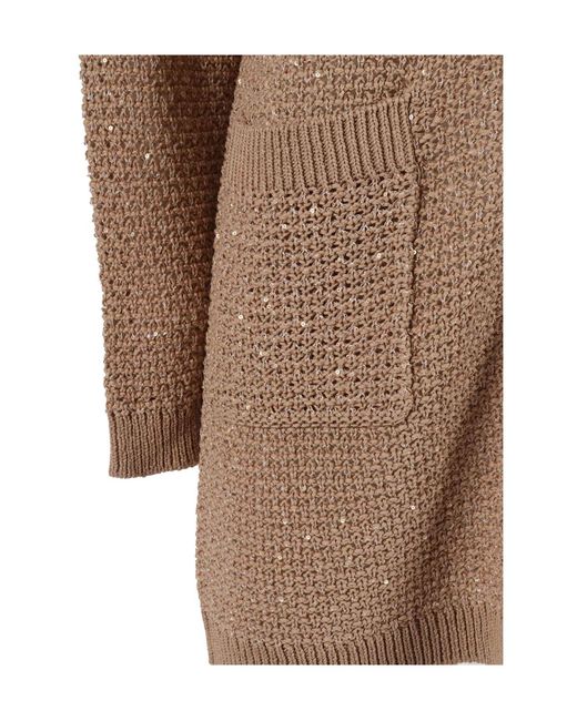 Fabiana Filippi Brown V-Neck Sequined Oversized Cardigan