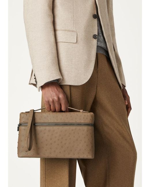 Loro Piana Brown Zippered Clutch for men