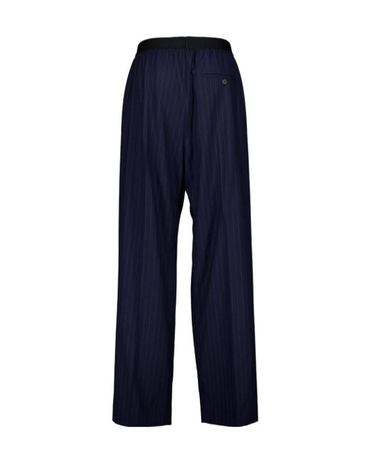 Balenciaga Blue Pinstriped Elastic Waist Pants