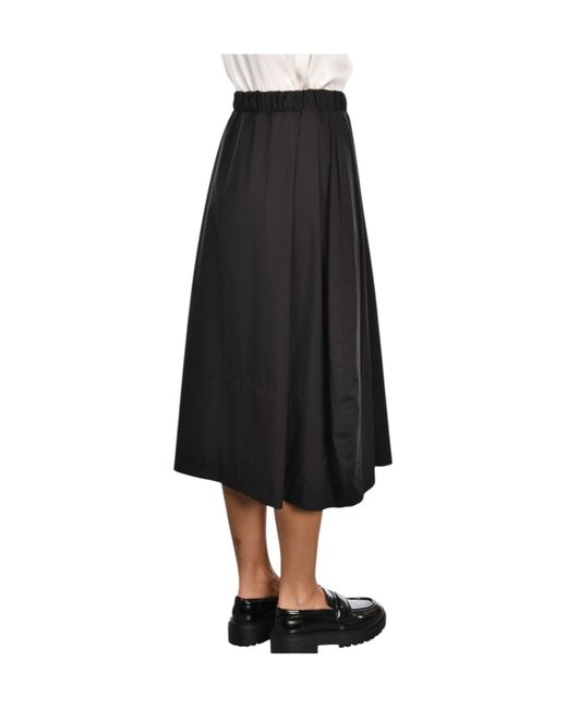 Gran Sasso Black Drawstring Midi Skirt
