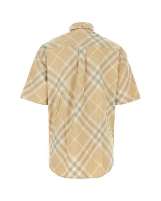 Burberry Natural Checkered Straight Hem Button-Down Shirt for men
