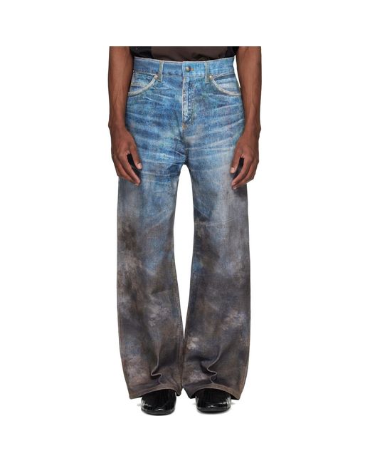 ANDERSSON BELL Blue Festival Mud Printed Jeans for men