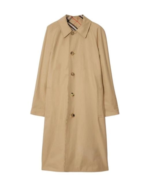 Burberry Natural Singble Breasted Checked Trench Coat