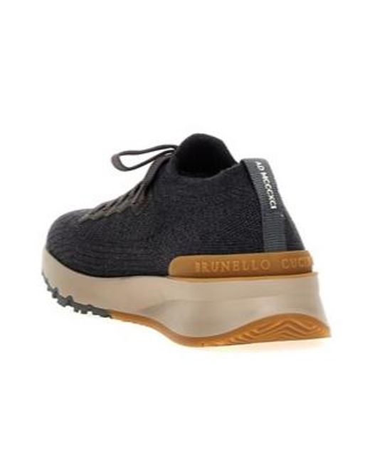 Brunello Cucinelli Blue Knitted Sock Sneakers for men