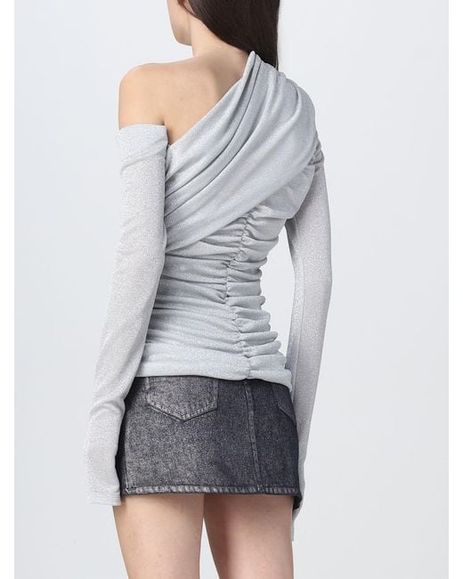 MSGM Gray Draped Straight Hem Top