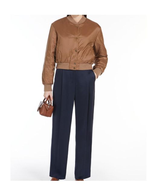 Max Mara Brown 'S Buttoned Long-Sleeved Bomber Jacket