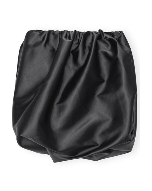 Ganni Black Double Satin Mini Skirt