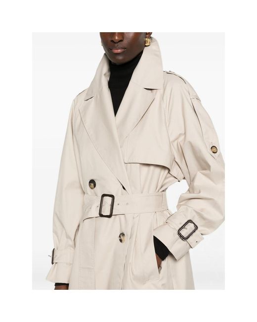 Max Mara Natural Collared Long-Sleeved Trench Coat