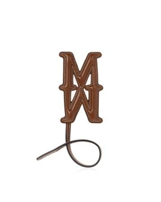 Max Mara Brown Logo Leather Charm