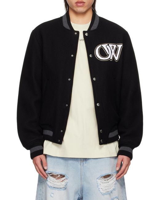 Off-White c/o Virgil Abloh Black Varsity Bomber Jacket for men