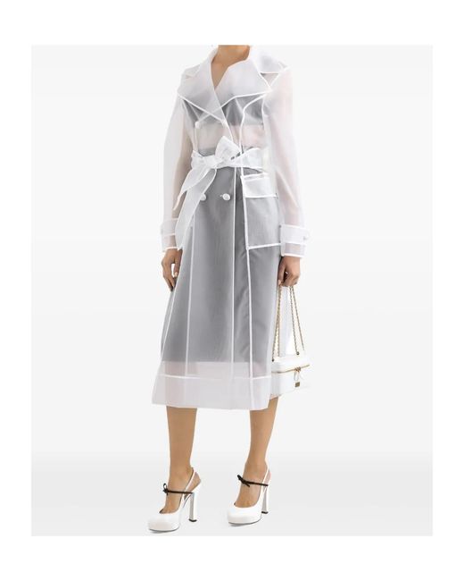 Dolce & Gabbana White Double-Breasted Trench Coat