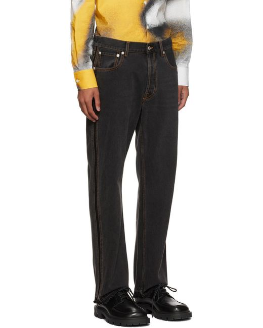 McQueen Black Straight-Leg Jeans for men