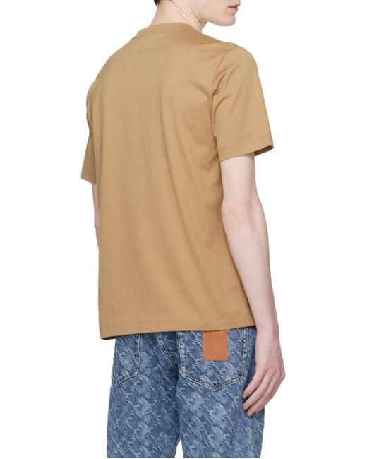 Lanvin Natural Crewneck Logo-Print T-Shirt for men