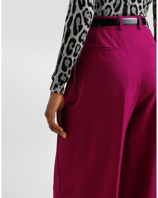 Dolce & Gabbana Red Pleat Wide-Leg Trousers